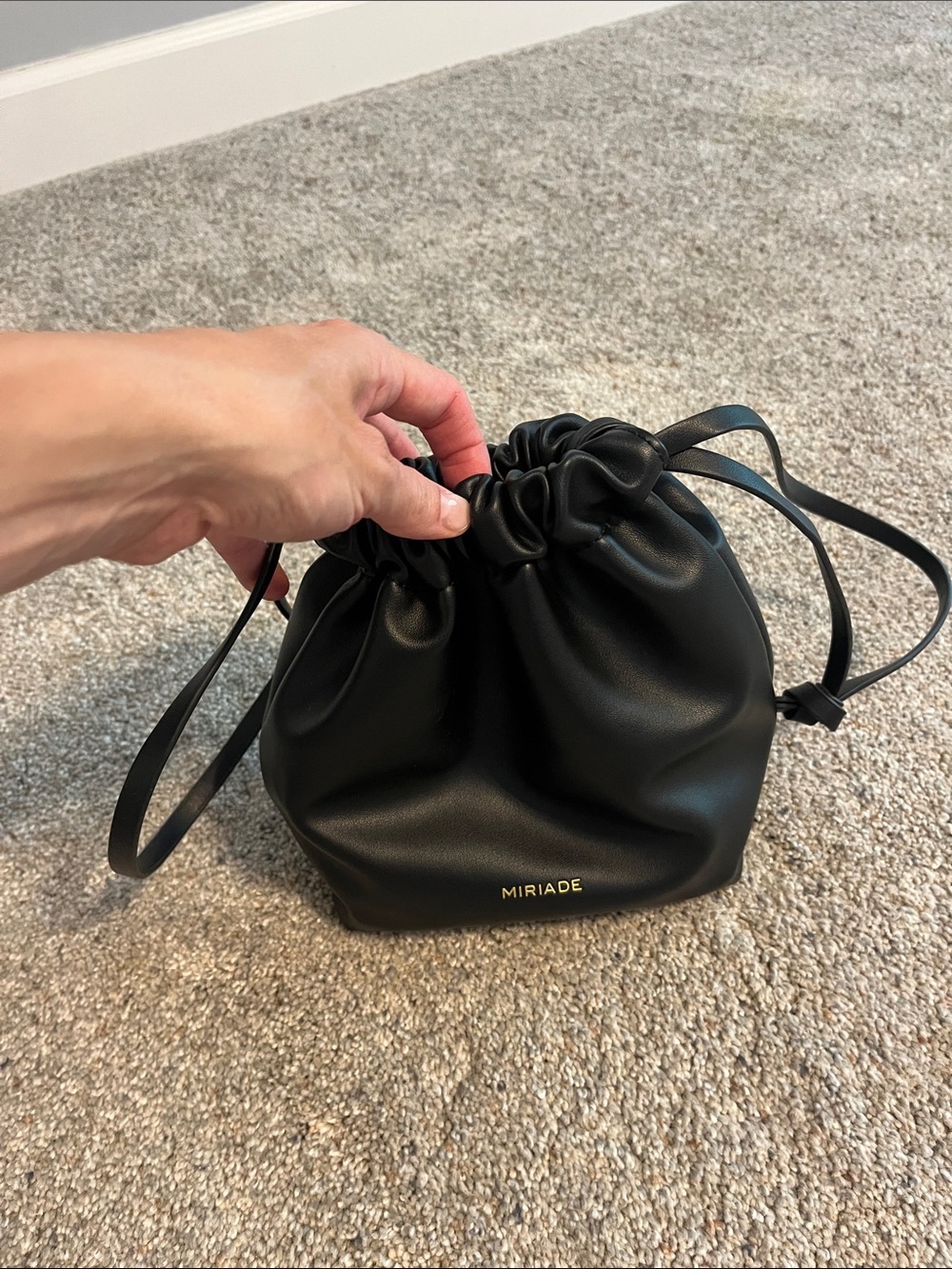 Brand new! Never used!Muriade Black Leather shoulder purse with Drawstring Pouch - Picture 8 of 8